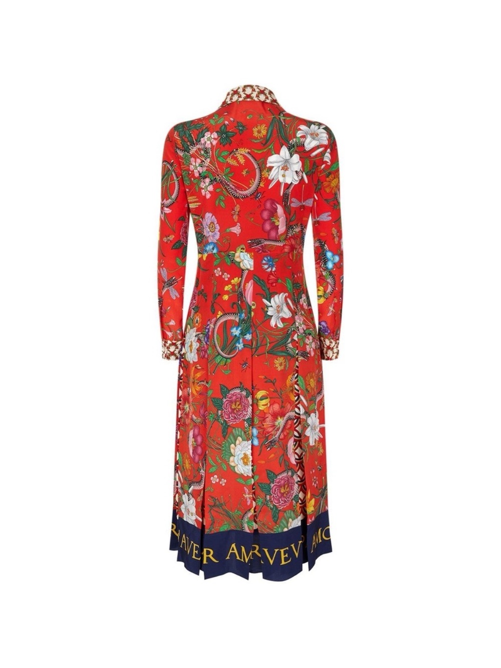 Gucci Flora Snake Dress L Aveugle Par Amour Pleated Patchwork Bow Silk Size 36 - Picture 3 of 15